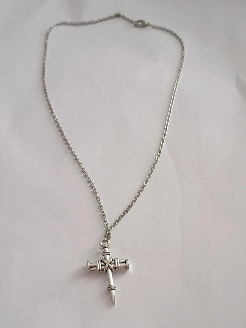 Sterling-Style Silver Cross Pendant Necklace - Mens Jewelry